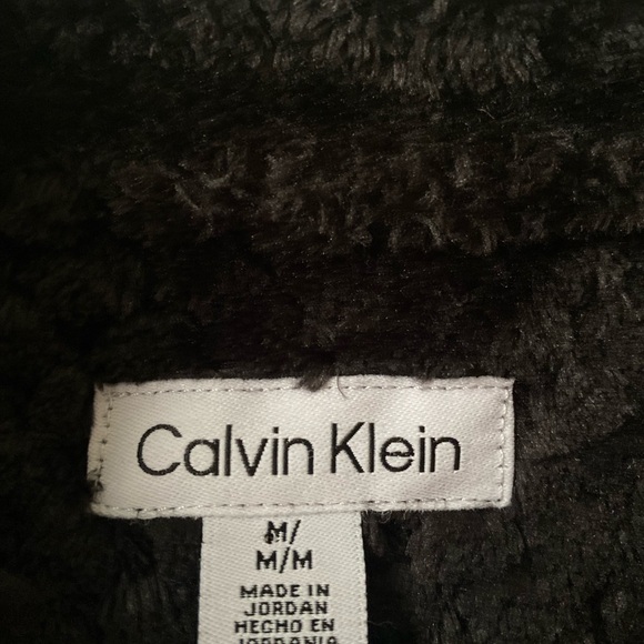 Calvin Klein Women’s Black Plush Zip-Front Fleece Jacket Gold Hardware Size M - Picture 2 of 7